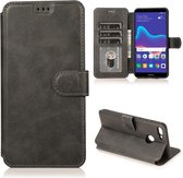 Voor Huawei Y9 2018 Kalf Textuur Magnetische Gesp Horizontale Flip Leren Case met Houder & Kaartsleuven & Portemonnee & Fotolijst (Zwart)