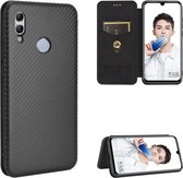 Voor Huawei Honor 10 Lite / P smart (2019) Koolstofvezel Textuur Magnetisch Horizontaal Flip TPU + PC + PU lederen tas met kaartsleuf (zwart)