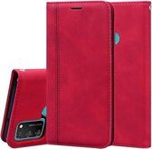 Voor Huawei Honor 9A Frosted Business Magnetische Horizontale Flip PU Leather Case met Houder & Kaartsleuf & Lanyard (Rood)