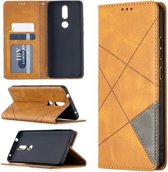 Voor Nokia 2.4 Rhombus Texture Horizontale Flip Magnetische Leren Case met Houder & Kaartsleuven (Geel)