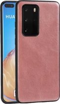 Voor Huawei P40 Crazy Horse Getextureerd Kalfsleer PU + PC + TPU Case (Rose Goud)