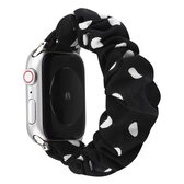 Voor Apple Watch Series 5 en 4 44 mm / 3 en 2 en 1 42 mm doek + roestvrijstalen haarring horlogeband (zwarte vlek)
