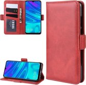 Voor Huawei P30 Lite / Nova 4e dubbele gesp Crazy Horse Business mobiele telefoon holster met kaarthouder beugelfunctie (rood)