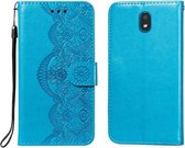 Voor LG K30 Flower Vine Embossing Pattern Horizontale Flip Leather Case met Card Slot & Holder & Wallet & Lanyard (Blue)