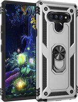 Voor LG Stylo 6 schokbestendige TPU + pc-beschermhoes met 360 graden roterende houder (zilver)