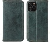 Voor iPhone 12 Pro Max Fierre Shann Retro Boomschors Textuur PU Magnetische Horizontale Flip Leren Case met Houder & Kaartsleuven & Portemonnee (Groen)