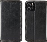 Voor iPhone 12 Fierre Shann Retro Boomschors Textuur PU Magnetische Horizontale Flip Leren Case met Houder & Kaartsleuven & Portemonnee (Zwart)