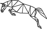 Hout-Kado - Paard Springen - Small - Zwart - Geometrische dieren en vormen - Hout - Lasergesneden- Wanddecoratie