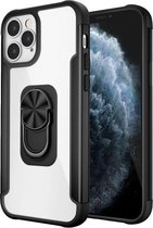 PC + TPU + metalen schokbestendige beschermhoes met ringhouder voor iPhone 12/12 Pro (zwart)