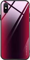 Mocolo Gradient Color Glass Phone Case voor iPhone X / XS (donkerrood zwart)