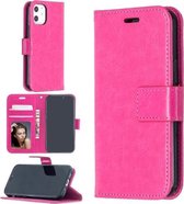 Voor iPhone 12 mini Crazy Horse Texture Horizontale Flip Leren Case met Houder & Kaartsleuven & Portemonnee & Fotolijst (Rose Rood)