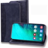 Voor Samsung Galaxy A80 / A90 Zakelijke stiksels Horizontale flip lederen tas met dubbel vouwen & beugel & kaartsleuven & fotolijst & portemonnee (zwart)