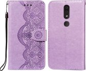 Voor Nokia 4.2 Flower Vine Embossing Pattern Horizontale Flip Leather Case met Card Slot & Holder & Wallet & Lanyard (Purple)