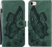 Retro Skin Feel Butterflies Embossing Horizontale Flip Leather Case met houder & kaartsleuven & portemonnee voor iPhone 6 / 6s (groen)