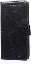 Voor OnePlus 5 Geometrische stiksels Horizontale Flip TPU + PU lederen hoes met houder & kaartsleuven & portemonnee (zwart)