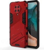 Voor Xiaomi Redmi K30 Pro Punk Armor 2 in 1 PC + TPU schokbestendig hoesje met onzichtbare houder (rood)