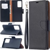 Voor Samsung Galaxy Note20 Ultra Litchi Textuur Pure Kleur Horizontale Flip Leren Case met Houder & Kaartsleuven & Portemonnee & Lanyard (Zwart)