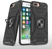 Voor iPhone 8 Plus & 7 Plus magnetisch pantser Schokbestendig TPU + pc-hoesje met metalen ringhouder (zwart)