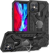 Voor iPhone 12 Pro Max Iron Knight Series 2 in 1 PC + TPU telefoonhoes met ringhouder (zwart)