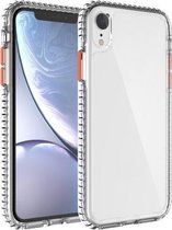 2-in-1 Ultra Clear Elf schokbestendige pc + TPU-hoes met verwijderbare kleurknop voor iPhone XR (oranje)