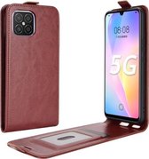 Voor Huawei nova 8 SE R64 Textuur Enkele Verticale Flip Leren Case met Kaartsleuven & Fotolijst (Bruin)