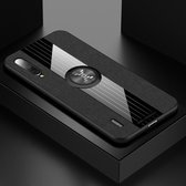 Voor Xiaomi Mi CC9 XINLI Stiksels Doek Textuur Schokbestendig TPU Beschermhoes met Ringhouder (Zwart)