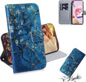 Voor LG K51S Gekleurde Tekening Horizontale Flip Leren Case, met Houder & Kaartsleuven & Portemonnee (Abrikozenbloem)