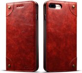 Voor iPhone 8 Plus / 7 Plus barokke eenvoudige horizontale lederen flip-hoes, met houder en kaartsleuven en portemonnee (rood)