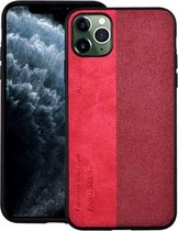 Voor iPhone 11 schokbestendig, warmgeperst splicing PU + stoffen beschermhoes (rood)