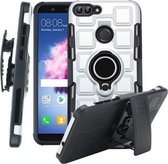 Voor Huawei P Smart / Enjoy 7s 3 in 1 Cube PC + TPU beschermhoes met 360 graden draaien zwarte ringhouder (zilver)