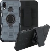 Voor Huawei P20 Lite 3 in 1 Cube PC + TPU beschermhoes met 360 graden draaien zwarte ringhouder (grijs)