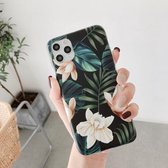 Dubbelzijdige film IMD schokbestendige TPU beschermhoes voor iPhone 12/12 Pro (groene magnolia)