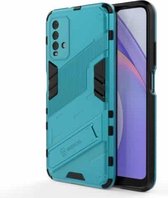 Voor Xiaomi Redmi Note 9 4G Punk Armor 2 in 1 PC + TPU schokbestendig hoesje met onzichtbare houder (blauw)