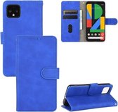 Voor Google Pixel 4 XL Effen kleur Huidgevoel magnetische gesp Horizontale flip kalftextuur PU lederen tas met houder & kaartsleuven & portemonnee (blauw)