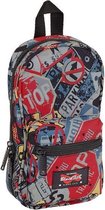 Safta Toiletry Bag With 4 Pens, Multi-colored, Black / Gray / Red Multi-colored