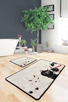 Nerge.be | ANGRY CATS |  Badmat Set | Vivid Color | Badmat Set | antislip | Washable in the Machine | Absorbent badmat