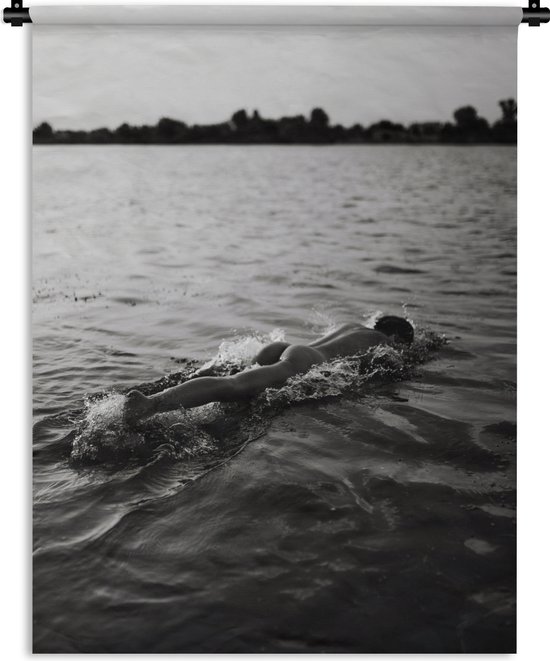 Wandkleed Abstract Lichaam - Vrouw duikt in het water Wandkleed katoen 60x80 cm - Wandtapijt met foto