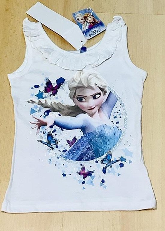 Disney Frozen mouwloos t-shirt - katoen - wit - maat 98/104 (4 jaar)
