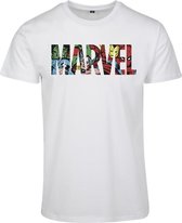 Marvel Heren Tshirt -M- Marvel Logo Character Wit