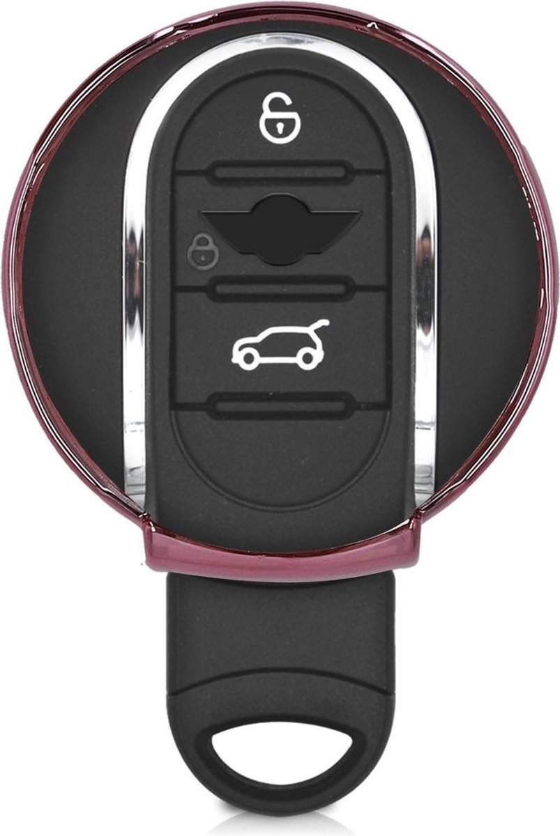 Coque Silicone Paillettes Étoiles Pour Clé Mini Smart Key 3 Boutons - Protection Antichoc Colorée Rouge Métallisé | Accessoire Voiture Déco