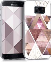 kwmobile telefoonhoesje voor Samsung Galaxy S7 - Hoesje voor smartphone in poederroze / roségoud / wit - Glory Driekhoeken design