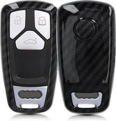 kwmobile autosleutelhoes voor Audi 3-knops Smartkey autosleutel (alleen Keyless Go) - hardcover beschermhoes - Carbon design - zwart