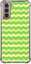 Smartphone hoesje Samsung Galaxy S21 Plus Beschermhoesje met transparante rand Waves Green