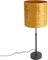 QAZQA parte - Moderne Tafellamp met kap - 1 lichts - H 74 cm - Zwart Goud - Woonkamer | Slaapkamer