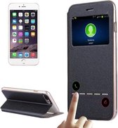 Voor iPhone 8 Plus en 7 Plus horizontale lederen flip-hoes met oproepweergave-ID en houder (zwart)