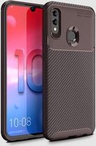 Carbon Fiber Texture Shockproof TPU Case voor Huawei Honor 10 Lite (bruin)