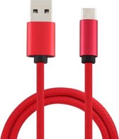 5A USB naar USB-C / Type-C supersnelle oplaadbare gevlochten datakabel, kabellengte: 1 m (rood)
