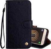 Voor Galaxy J3 (2017) / J330 (EU-versie) Zakelijke stijl olie-wastextuur Horizontale flip lederen tas met houder & kaartsleuven & portemonnee (zwart)