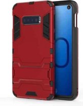 Schokbestendige pc + TPU-hoes voor Galaxy S10e, met houder (rood)