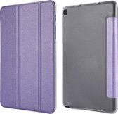 Horizontale leren flip-case met zijdetextuur en drie-uitklapbare houder voor Galaxy Tab P200 (paars)
